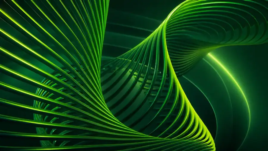 Green abstract forms representing products, services, and supply relationships.
